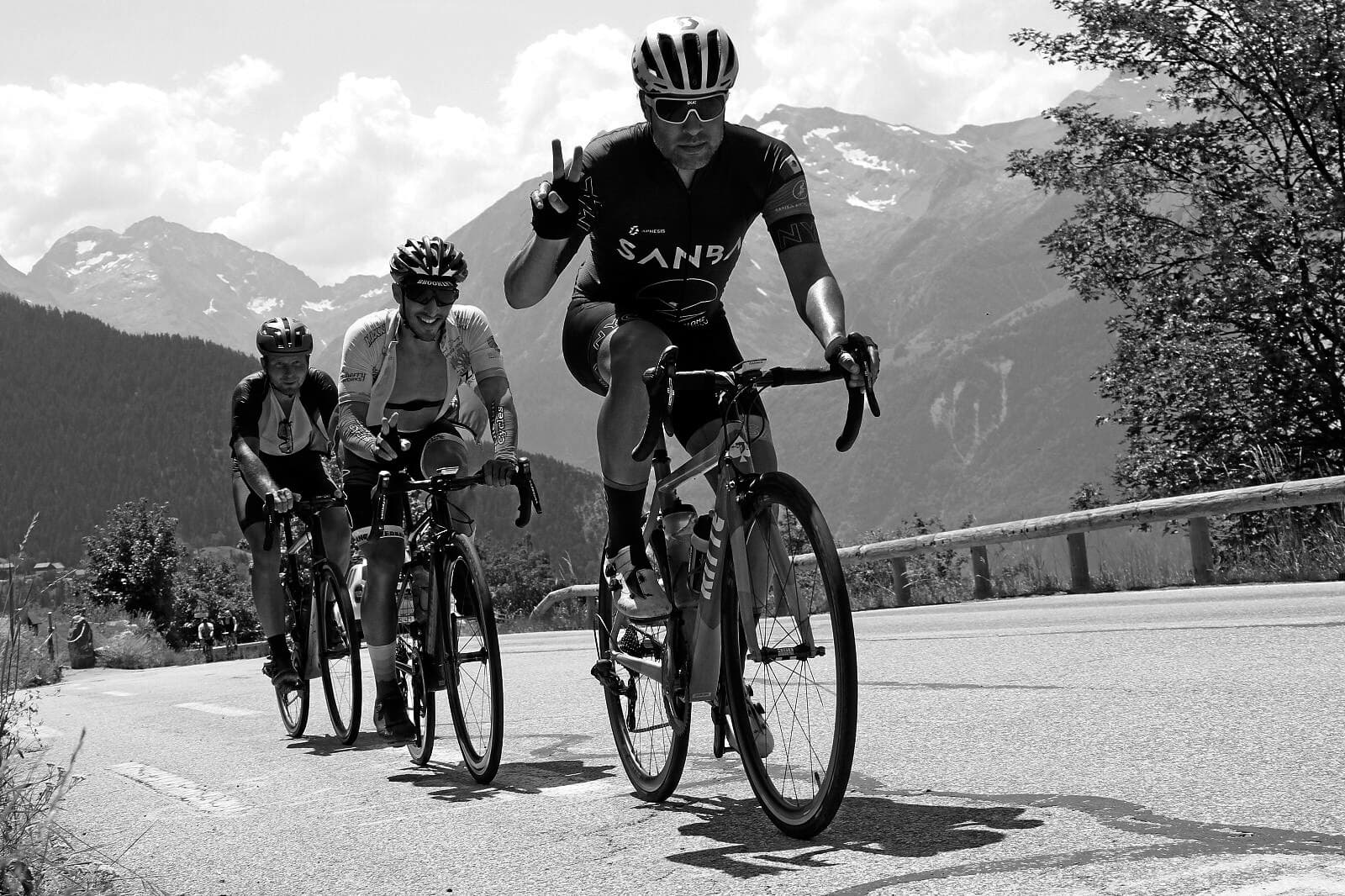 Augusto and Rodrigo — Olin founders riding in the Alps