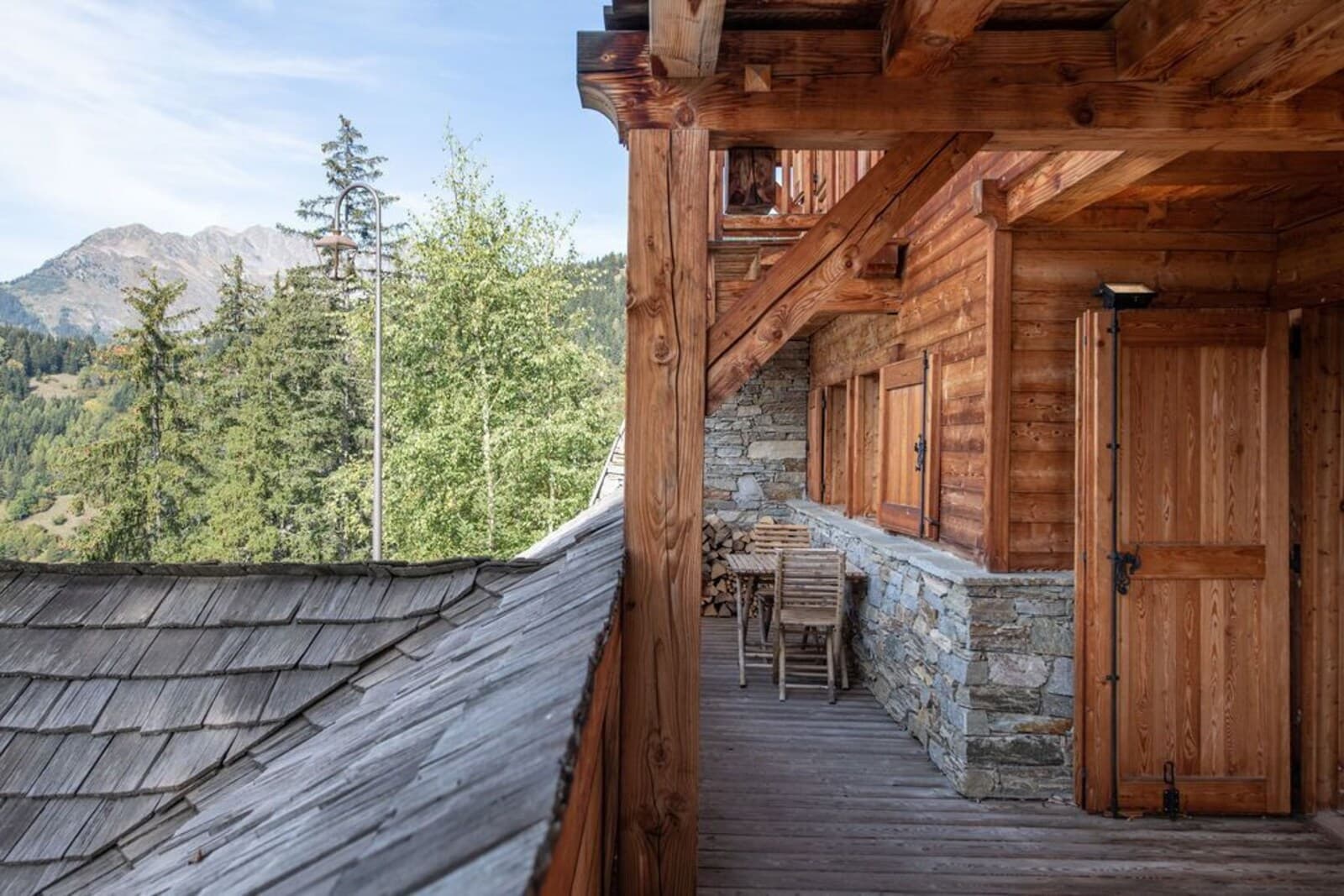 Wooden terrace · mountain view